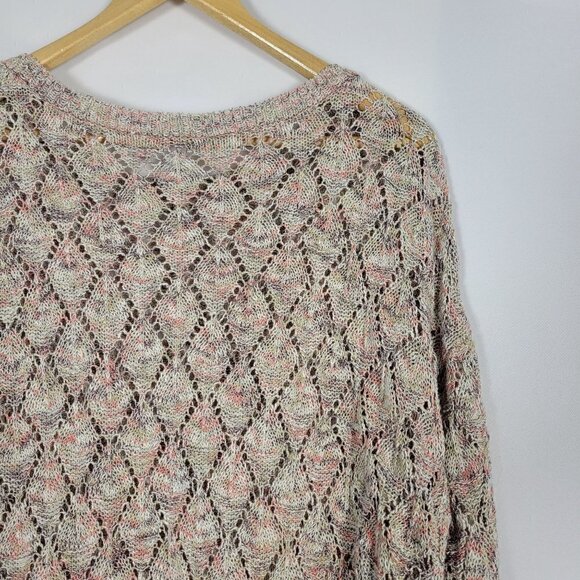 J. Jill Women's Pointelle Loose Knit 3/4 Sleeve Light Weight Sweater Size L - Picture 9 of 14